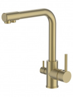 Смеситель кухня LEDEME с выходом для питьевой воды шлифованное золото L4055Y-3