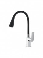 Смеситель кухня LEDEME с силиконовым изливом черный/хром L4091-2