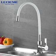Смеситель для кухни Ledeme гибкий излив белый L4898-3