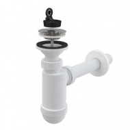 Сифон для умывальника Ø32 с нержавеющей pешеткой Ø63 A410 Alcadrain