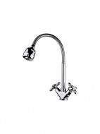 Смеситель кухня MELODIA Retro высокий R-излив гибкий крест резина MDV32311 без гибкой подводки
