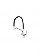 Смеситель кухня LEDEME с выходом для питьевой водыгибкий шланг черный/хром L4855-2
