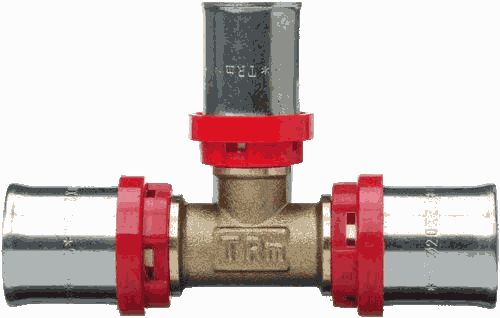 Пресс тройник 26х16х26 красн.кольцо TRm 02504