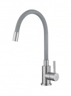 Смеситель кухня "Snake" гибкий излив серый нерж. арт. K44 G ESKO