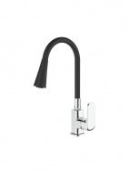 Смеситель кухня LEDEME силиконовый излив черный/хром L4144-2