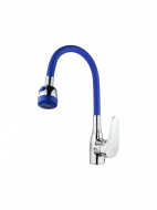 Смеситель кухня MELODIA Ostessa картр.д.40мм гибкий излив с лейкой 2 режима синий/хром MDV40616Blue