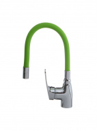 Смеситель кухня MELODIA Ostessa картридж д.40мм гибкий излив зелёный MDV40615Green без подводки