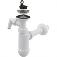 Сифон для умывальника Ø32 со штуцером и с нержавеющей pешеткой Ø63 A410P Alcadrain