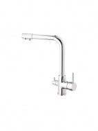 Смеситель кухня MELODIA Ostessa Filtro картридж д.40мм с выходом питьевой воды 2в1 хром MDV40618