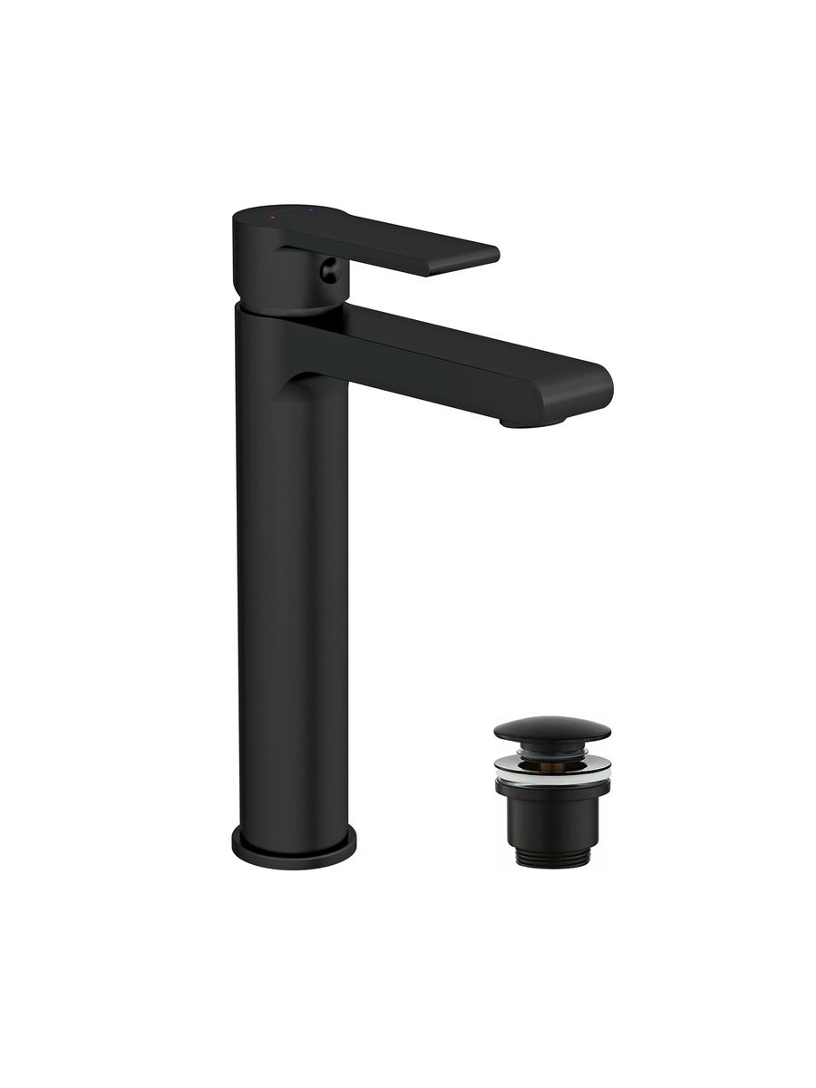 Смеситель умывальник Cersanit BRASKO BLACK высокий клик-клак 63111