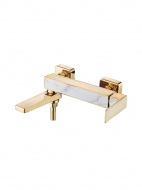 Смеситель ванна LEDEME с коротким поворотным изливом золото/белый L3173G