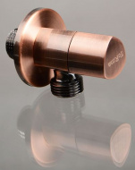 Кран угловой 1/2" Н-Н керамический затвор Terma ручка треугольная Red bronze