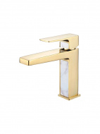 Смеситель умывальник LEDEME с гайкой золото/белый L1073G