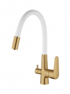 Смеситель кухня "Coral" с подключением к фильтру белый/золото CL03GW ESKO