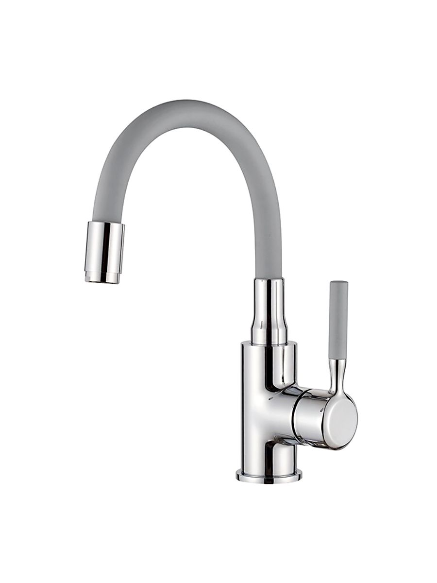 Смеситель умывальник LEDEME силиконовый излив серый/хром L1399-9