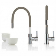 Смеситель для кухни Ledeme гибкий излив серый L4898-9