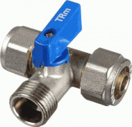 Кран д/ст. маш. шаров. 16х3/4х16 цанга-штуцер-цанга под мет./пл. ТRm 30230