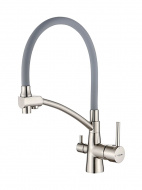 Смеситель кухня LEDEME с выходом для питьевой воды серый/сатин L4855A-9