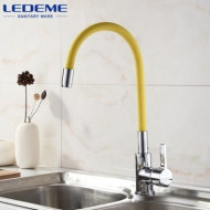 Смеситель для кухни Ledeme гибкий излив жёлтый L4898-4