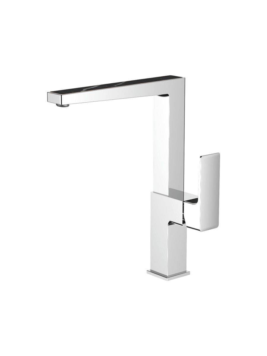 Смеситель кухня LEDEME с гайкой хром/черный L4073