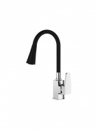 Смеситель кухня LEDEME с силиконовым изливом черный/хром L4130-2