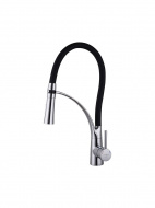 Смеситель кухня MELODIA Perfetto картридж д.35мм гибкий черный изливхромс подводкой MDV30206Black