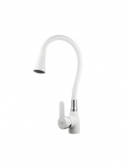Смеситель кухня MELODIA Ostessa картр.д.40мм гибкий излив "колокольчик" 2 режим.белый MDV40617White