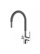 Смеситель кухня LEDEME с выходом для питьевой воды гибкий шланг серый/хром L4955-9