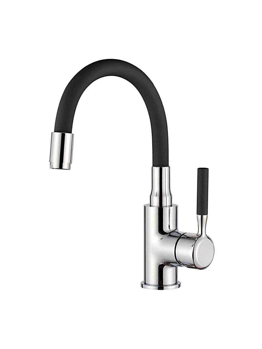 Смеситель умывальник LEDEME силиконовый излив черный/хром L1399-2