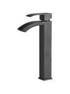 Смеситель умывальник LEDEME картридж 35мм высокий излив с гайкой черн. L71117B