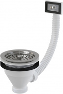 Донный клапан сифона для мойки 1 1/2 с нержавеющей решеткой Ø115 и гофропереливом A38 Alcadrain