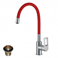 Смеситель Rossinka Z35-35U-Red для кухонной мойки гибкий излив