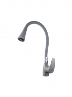 Смеситель кухня MELODIA Ostessa картридж д.40мм гибкий излив "колокольчик" серый MDV40617Gray