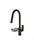 Смеситель кухня MELODIA Perfetto картридж д.35мм высокий R-излив с мыльницей чёрный MDV30200bk