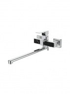 Смеситель ванна LEDEME длинный излив 350мм хром/черный L2273