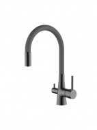 Смеситель кухня LEDEME с выходом для питьевой воды гибкий шланг оружейная сталь L4955D-12