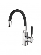 Смеситель умывальник LEDEME силиконовый излив черный/хром L1399-2