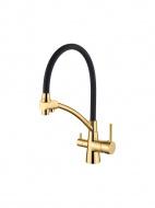 Смеситель кухня LEDEME с выходом для питьевой воды черный/золото L4855G-2