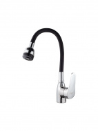 Смеситель кухня MELODIA Ostessa картр. д.40мм гибкий излив с лейкой 2 реж. чёрный/хром MDV40616Black