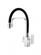 Смеситель кухня LEDEME с выходом для питьевой воды гибкий шланг хром+черный L4655-2