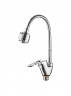 Смеситель кухня LEDEME картридж д.40мм с гайкой гибкий излив L4368-B