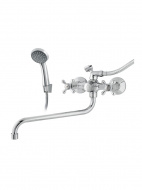 Смеситель ванна MELODIA Cross длинный излив керамика переключ.душа картридж 25мм с акс. MDV32541