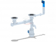 Сифон АНИ Грот 3.1/2 40 двойной одноуровневый смещенный с переливом и отводом для стиральной машины