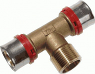 Пресс тройник 20х3/4х20 нар красн.кольцо TRm 02413