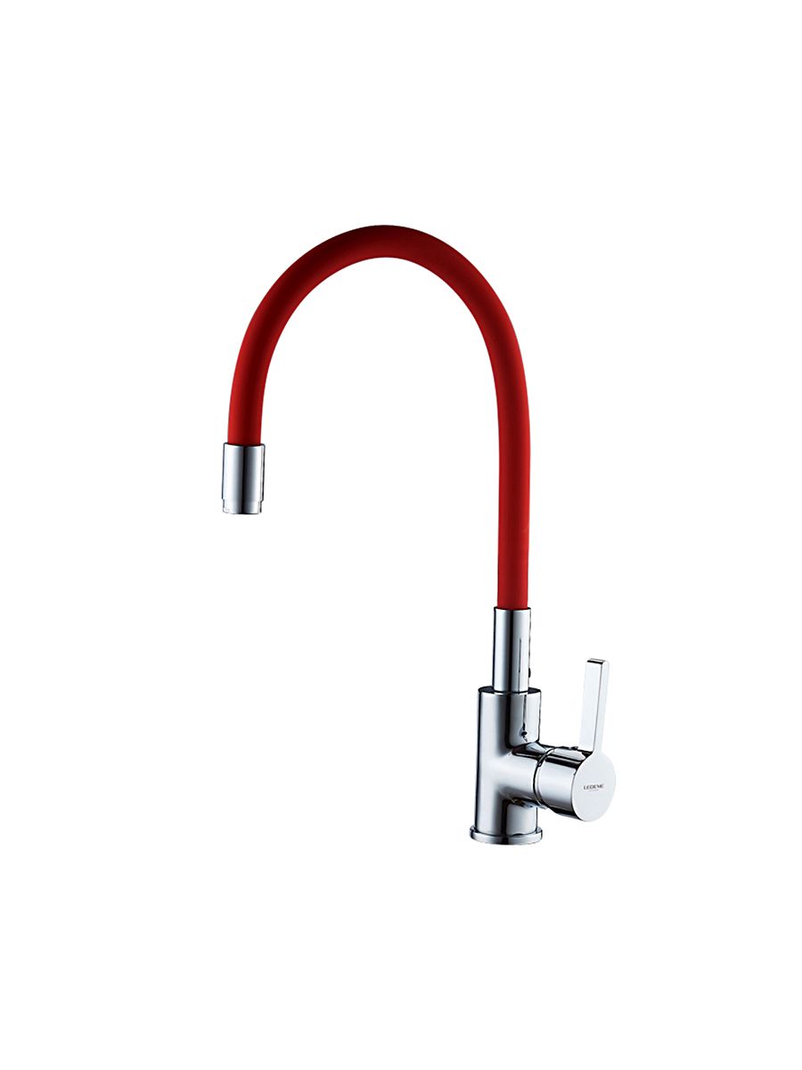 Смеситель для кухни Ledeme гибкий излив красный L4898-1