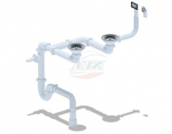 Сифон АНИ двойной универсальный 3.1/2 х 40 для двухчашевой кухонной мойки с вертикальным переливом L