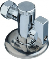 Кран шаровый угловой с фильтром 1/2"х3/8" с цангой на 10мм с отражателем TRm 753