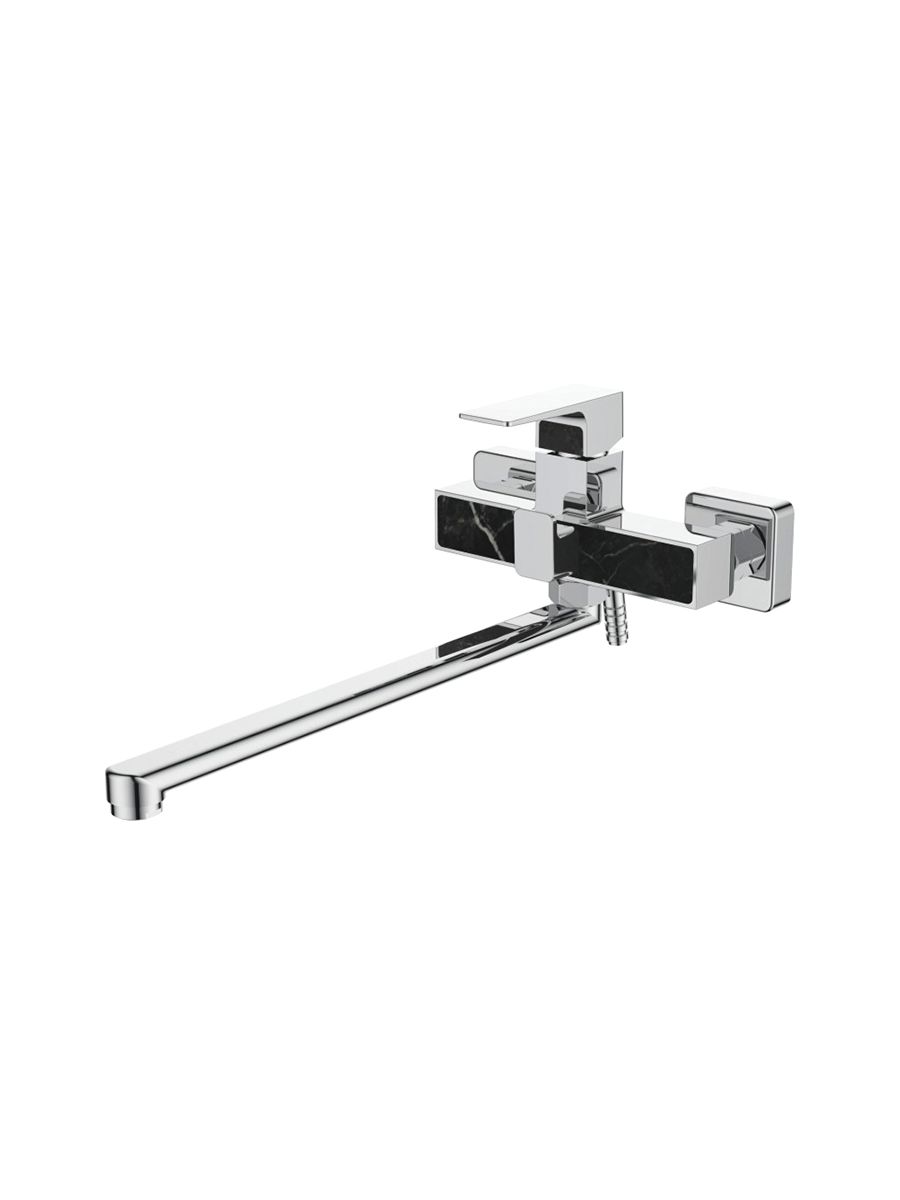 Смеситель ванна LEDEME длинный излив 350мм хром/черный L2273