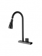 Смеситель кухня LEDEME с каскадным душем черный L74198B