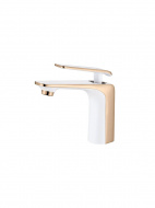 Смеситель умывальник LEDEME с гайкой картридж бело/розовый д.35мм L1074WR